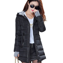 Load image into Gallery viewer, women winter hooded warm coat plus size candy color cotton
