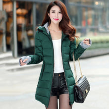 Load image into Gallery viewer, women winter hooded warm coat plus size candy color cotton
