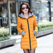 Load image into Gallery viewer, women winter hooded warm coat plus size candy color cotton