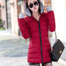 Load image into Gallery viewer, women winter hooded warm coat plus size candy color cotton