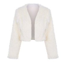 Load image into Gallery viewer, Women Jacket White Fleece Cropped Jacket Teddy Coat